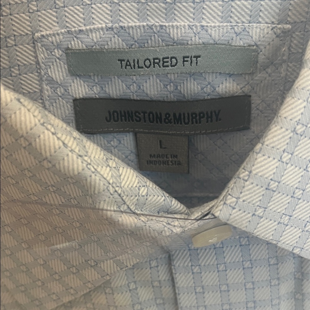 Johnston & Murphy Light Blue Patterned Dress Shirt - image 2